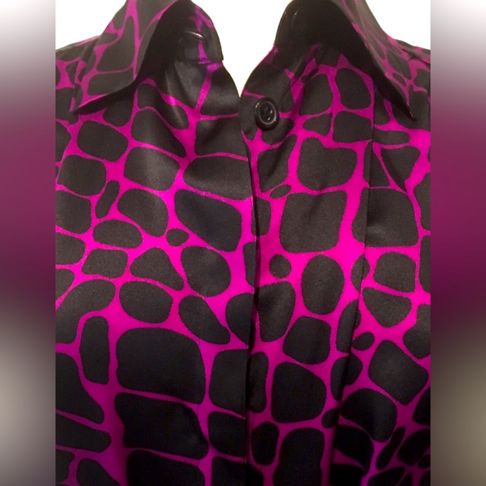 NWT International Concepts 💯% Silk Dress in a Lush Magenta and Black Sz.8